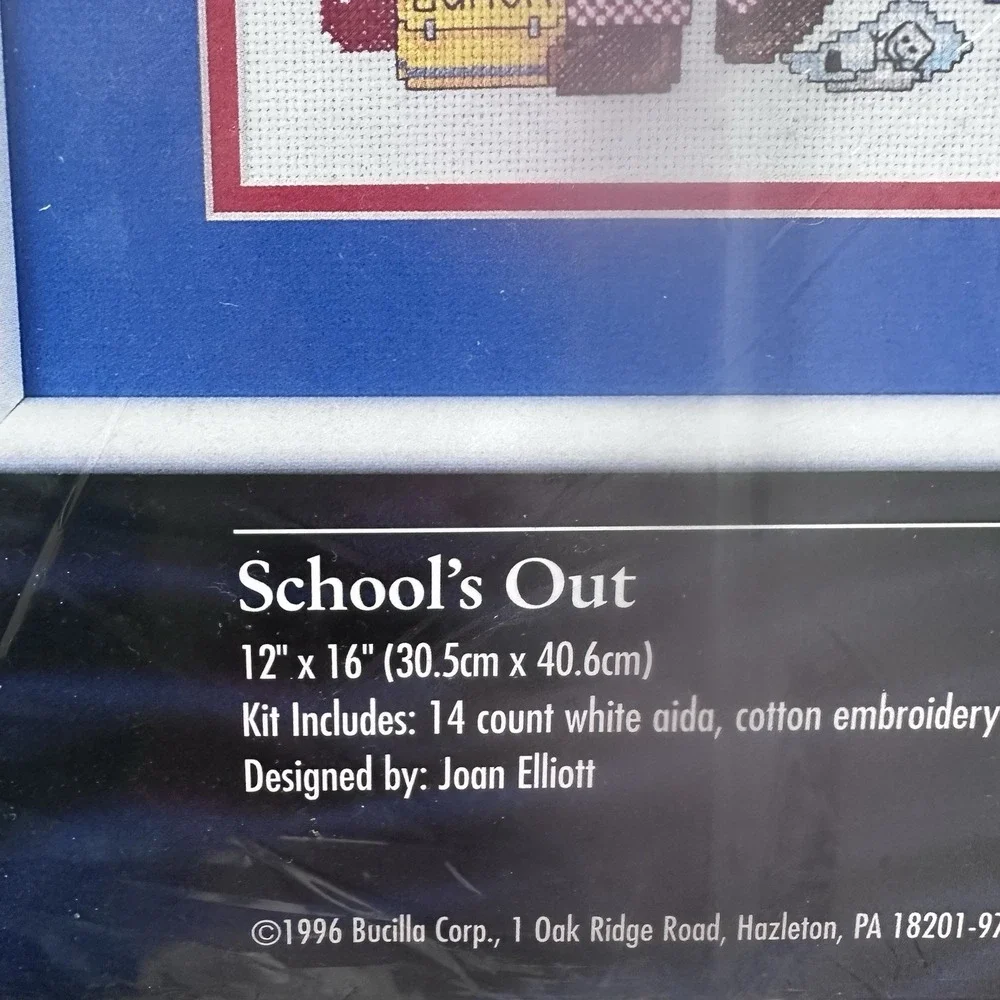 Bucilla Counted Cross Stitch School's Out NEW SEALED 1996 VTG. 12x16